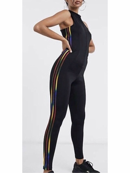 adidas Pants - Adidas Sleeveless Jumpsuit with Rainbow Side Stripes